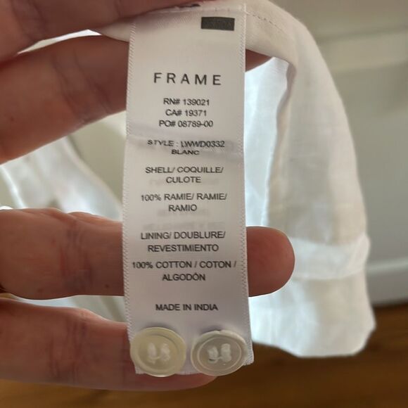 Frame button up short sleeve white with crochet belted dress medium - Picture 16 of 16